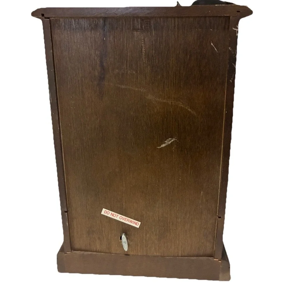 Vintage Jewelry Box Armoire Wood Etched Glass Carousel Mirror Music Box 13x9x5